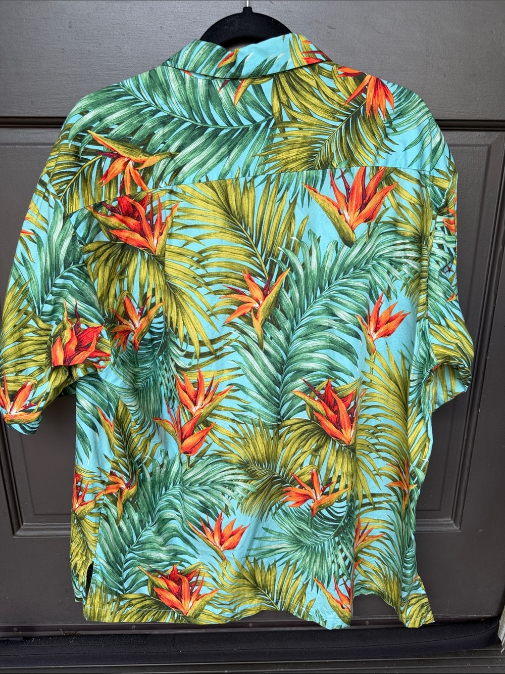 Tori Richard Uniforms Tropical Leaf & Orange Bird-of-Paradise Aloha Shirt - XL - Picture 9 of 9